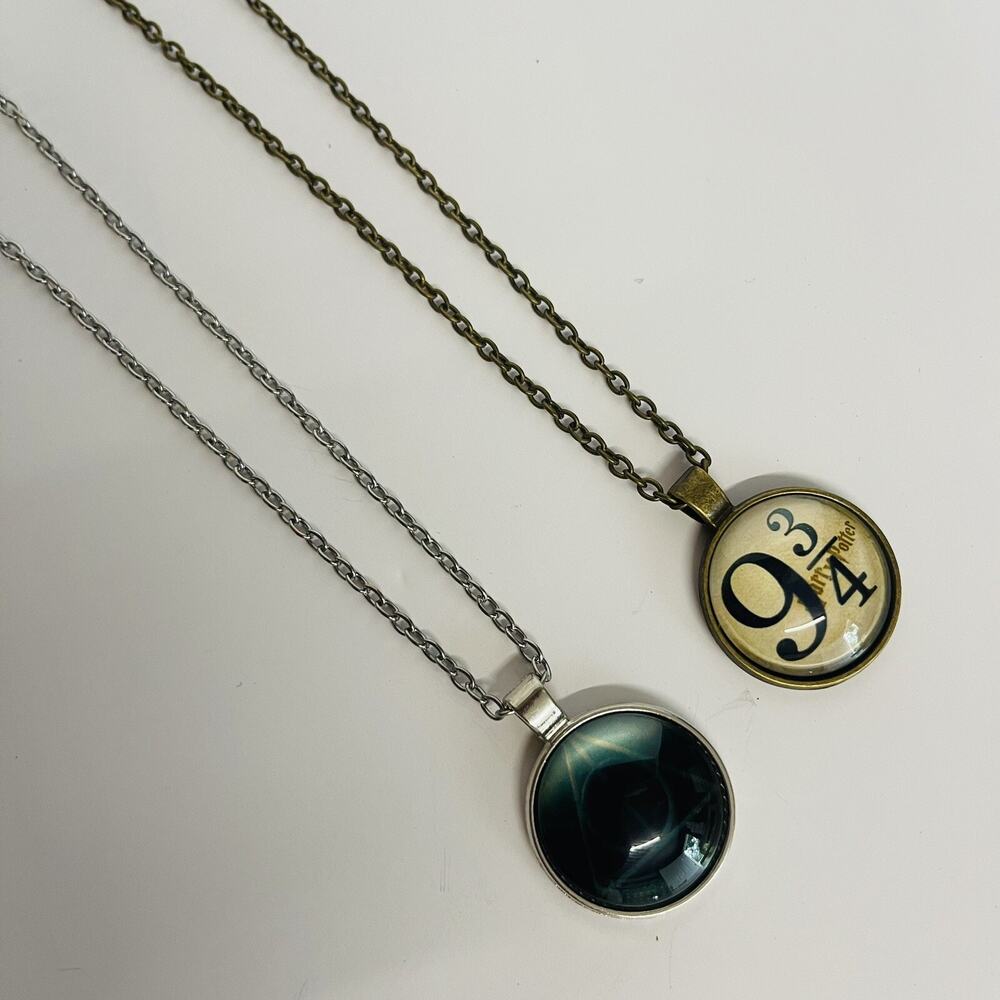 2 Harry Potter Deathly Hallows Symbol & 9 3/4‎ Station Pendant Vintage Style